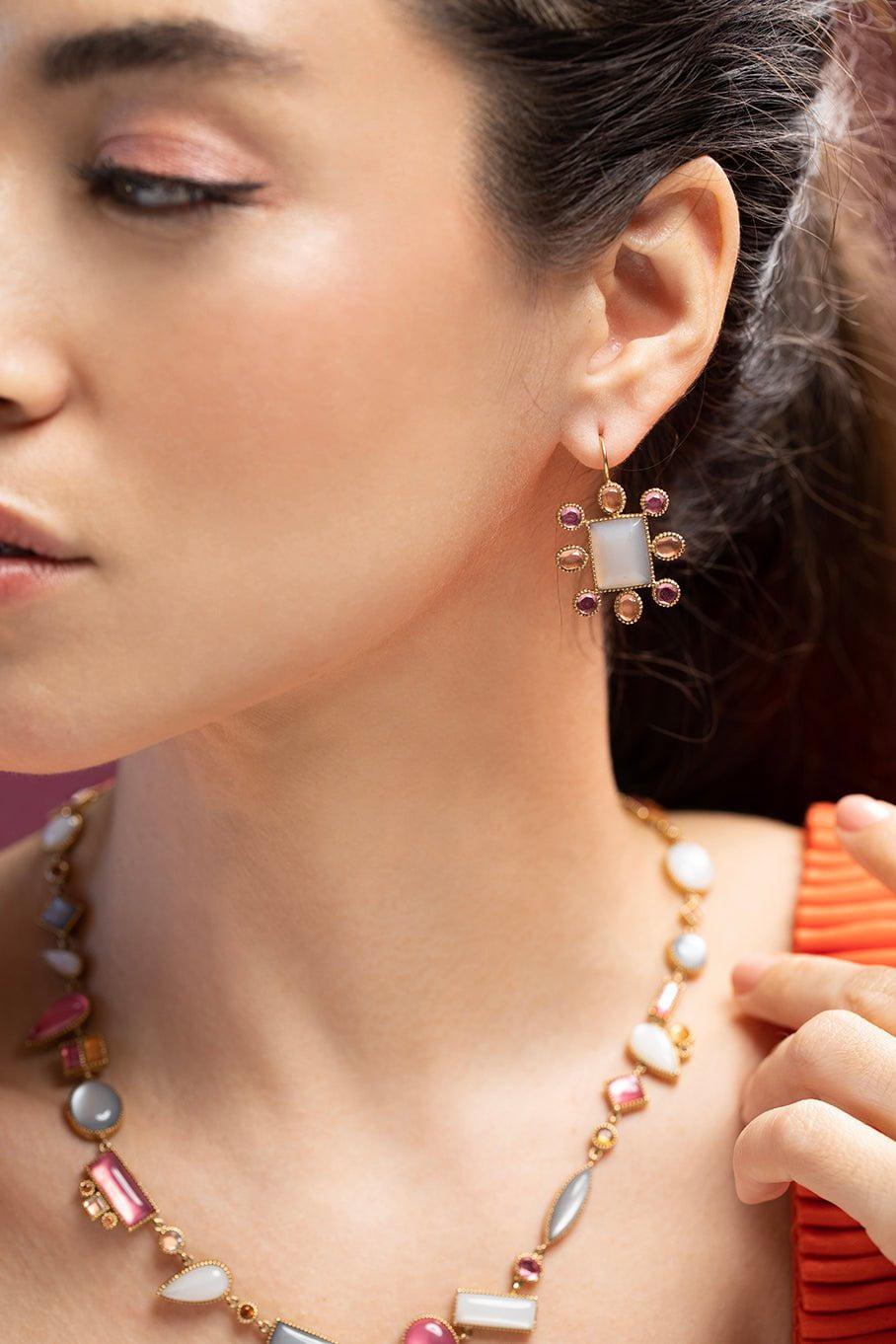 LARKSPUR & HAWK-Cora Earrings - Peach-YELLOW GOLD