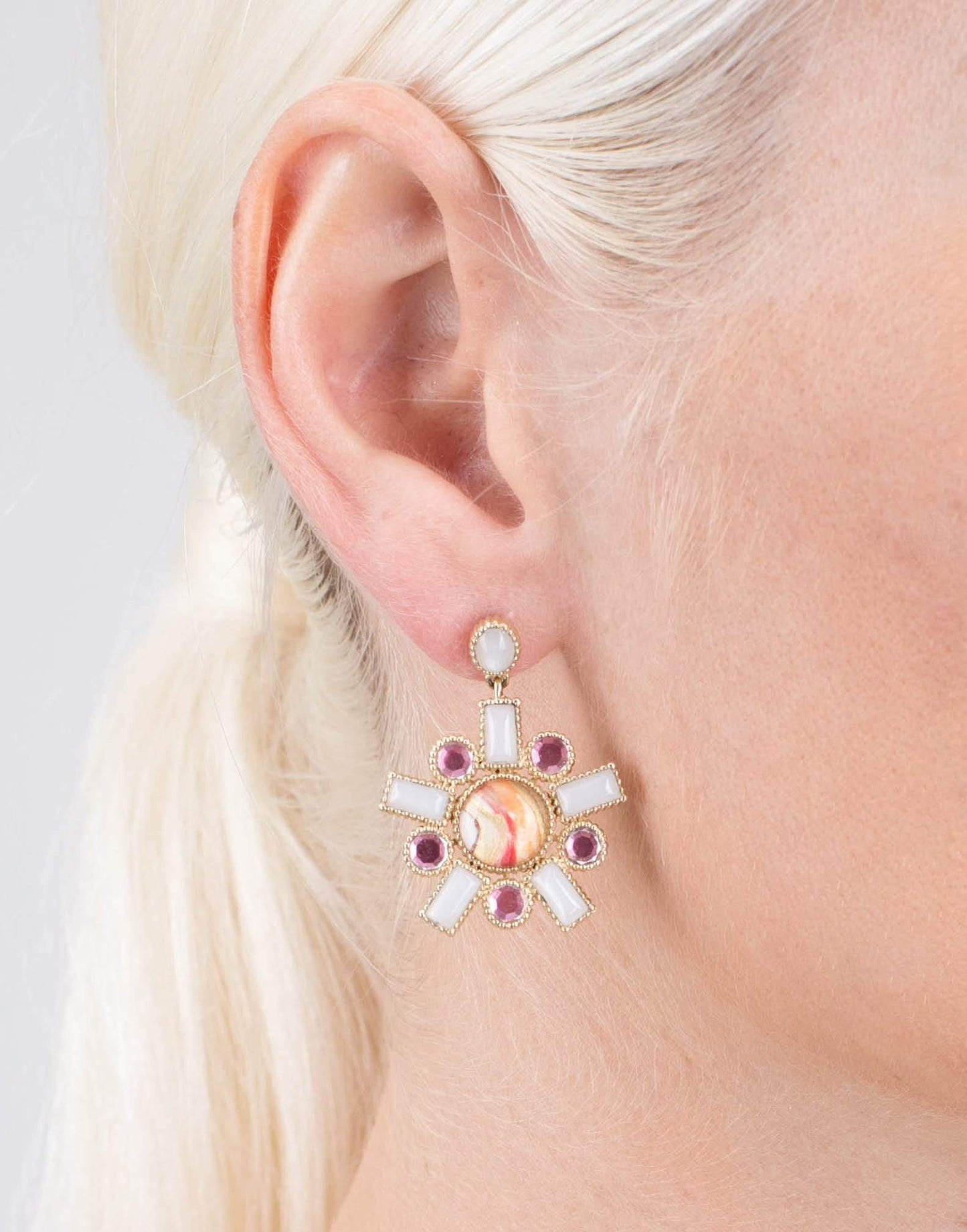 LARKSPUR & HAWK-Cora Fancy Hand Painted Earrings-YELLOW GOLD