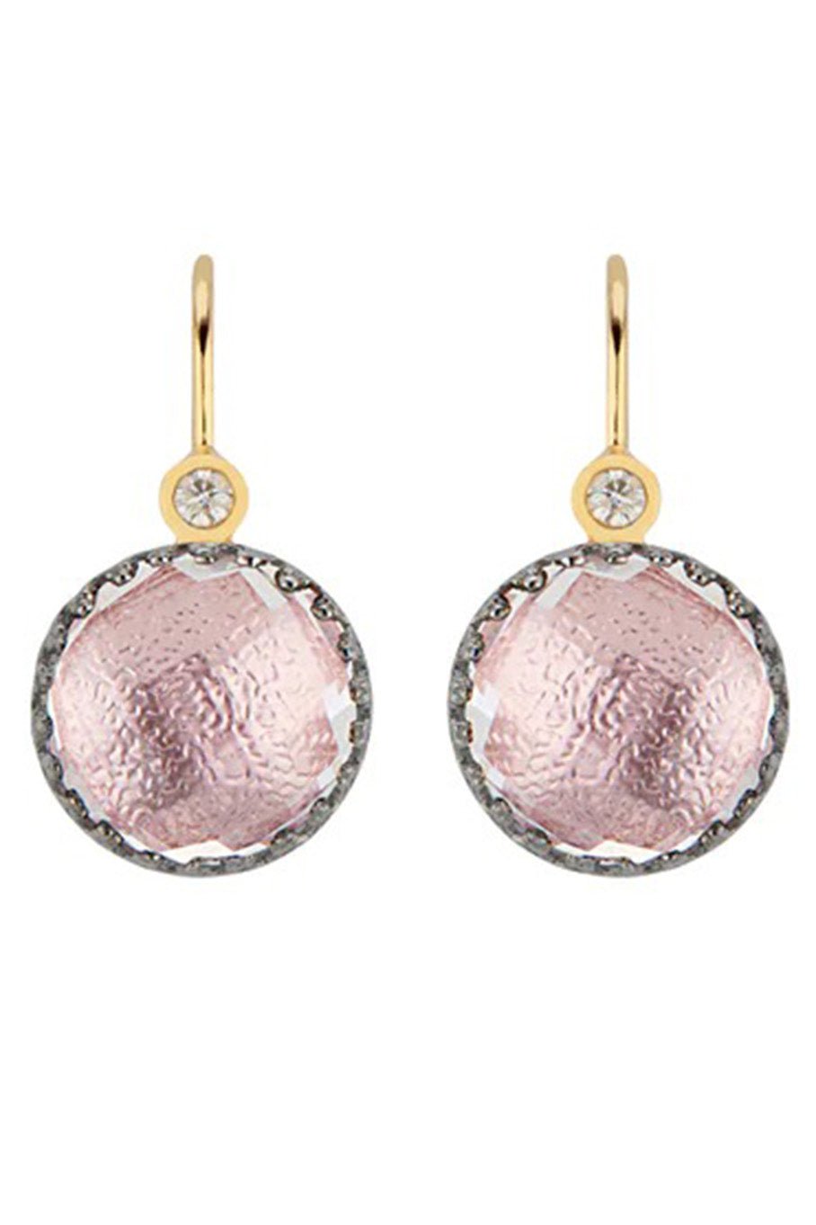 LARKSPUR & HAWK-Olivia Button Drop Earrings - Pink-YELLOW GOLD