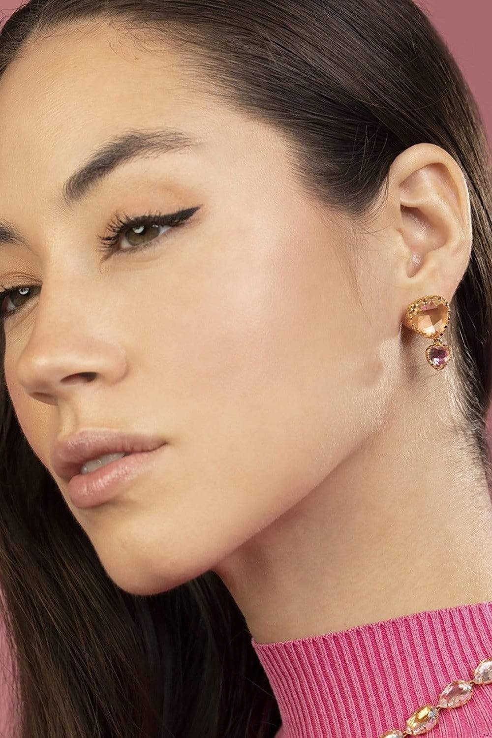 LARKSPUR & HAWK-Valentina 'I Love NY' 2-Drop Earrings - Bellini-YELLOW GOLD