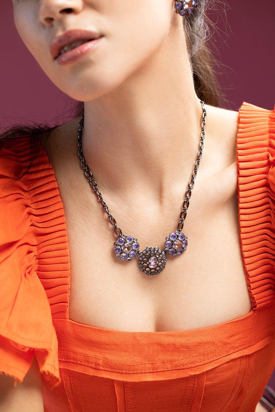 LARKSPUR & HAWK-Luzia Cluster Necklace-SILVER