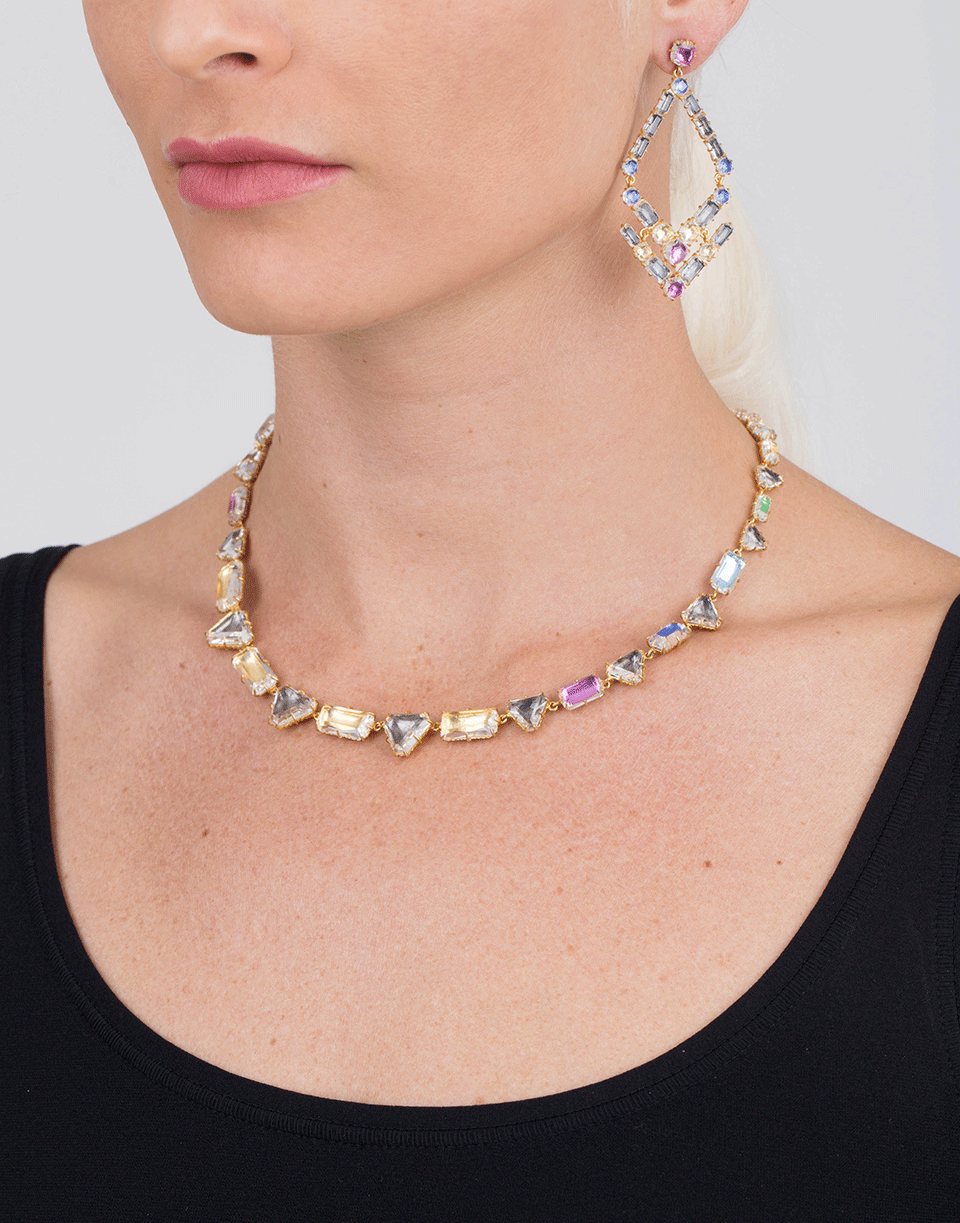 LARKSPUR & HAWK-Caterina Geometric Riviere Necklace-YELLOW GOLD