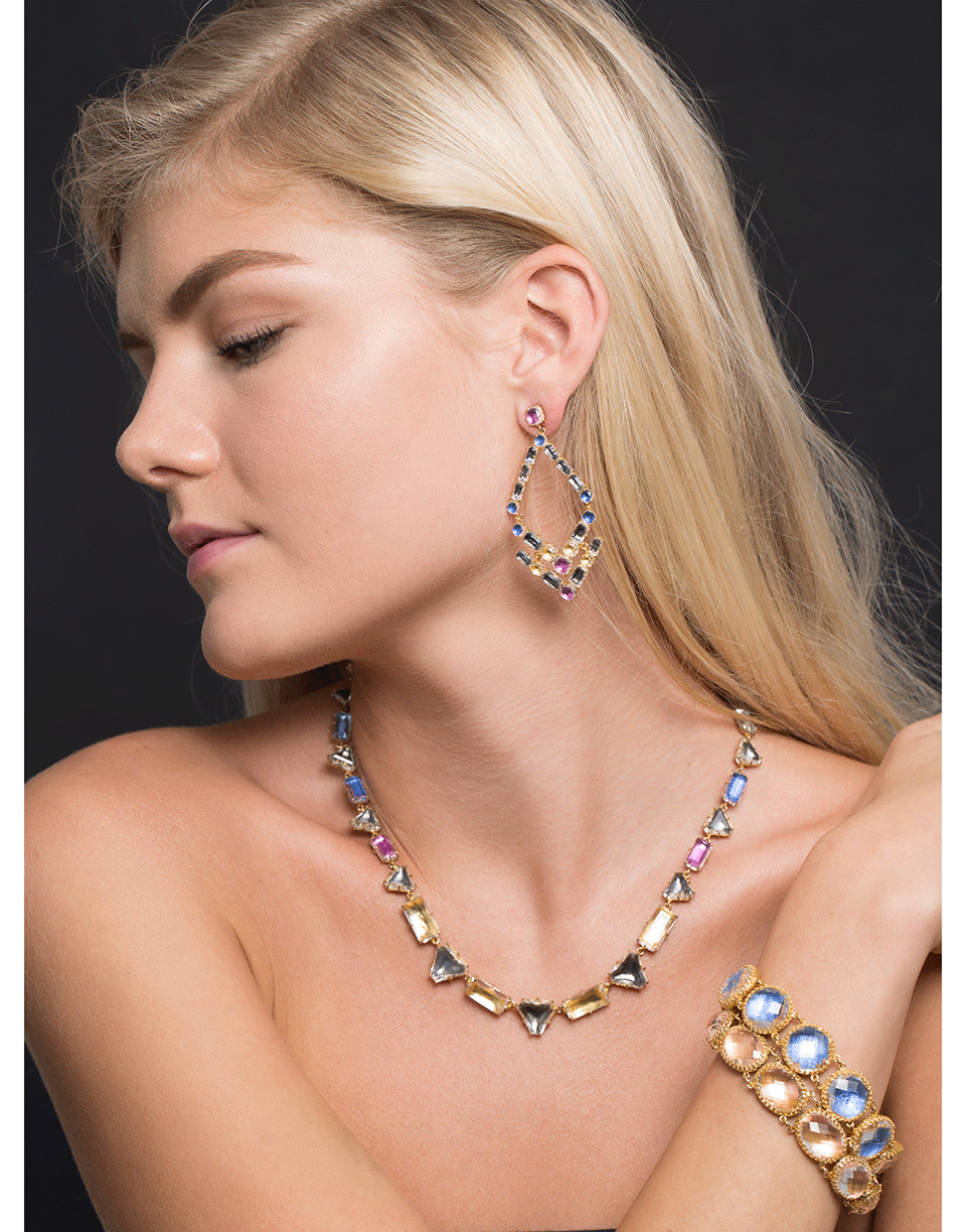 LARKSPUR & HAWK-Caterina Geometric Riviere Necklace-YELLOW GOLD