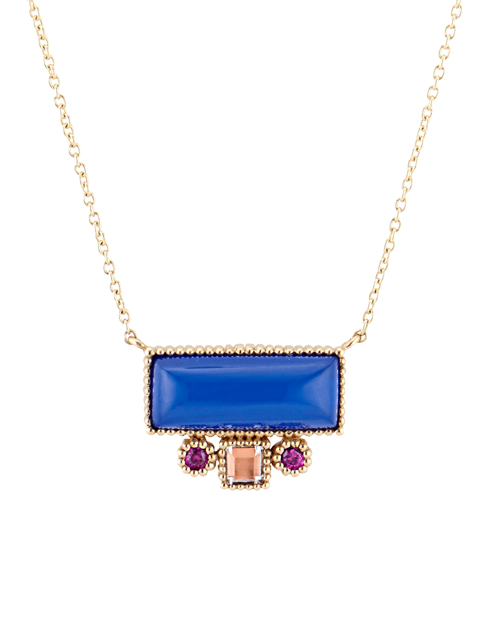 LARKSPUR & HAWK-Cora Blue Baguette Pendant Necklace-YELLOW GOLD