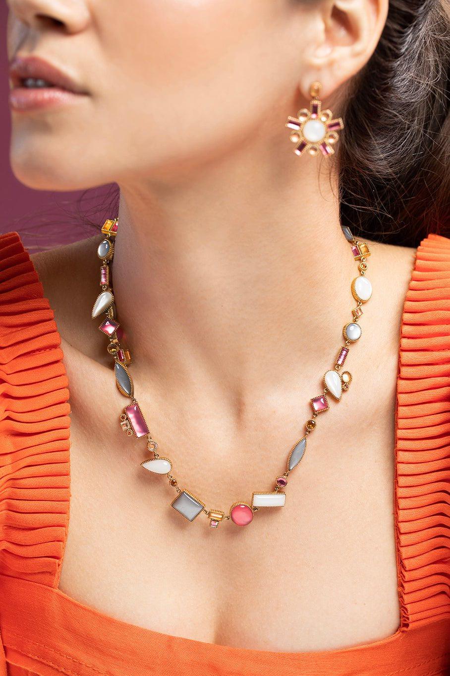 LARKSPUR & HAWK-Cora Mix Shape Necklace-YELLOW GOLD