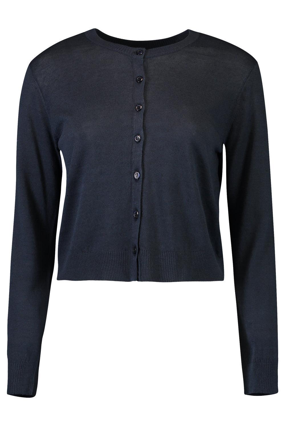 Long Sleeve Crewneck Cardigan - Marritimo-BLUE-XS-CLOTHINGTOPCARDIGAN-LARS ANDERSSON