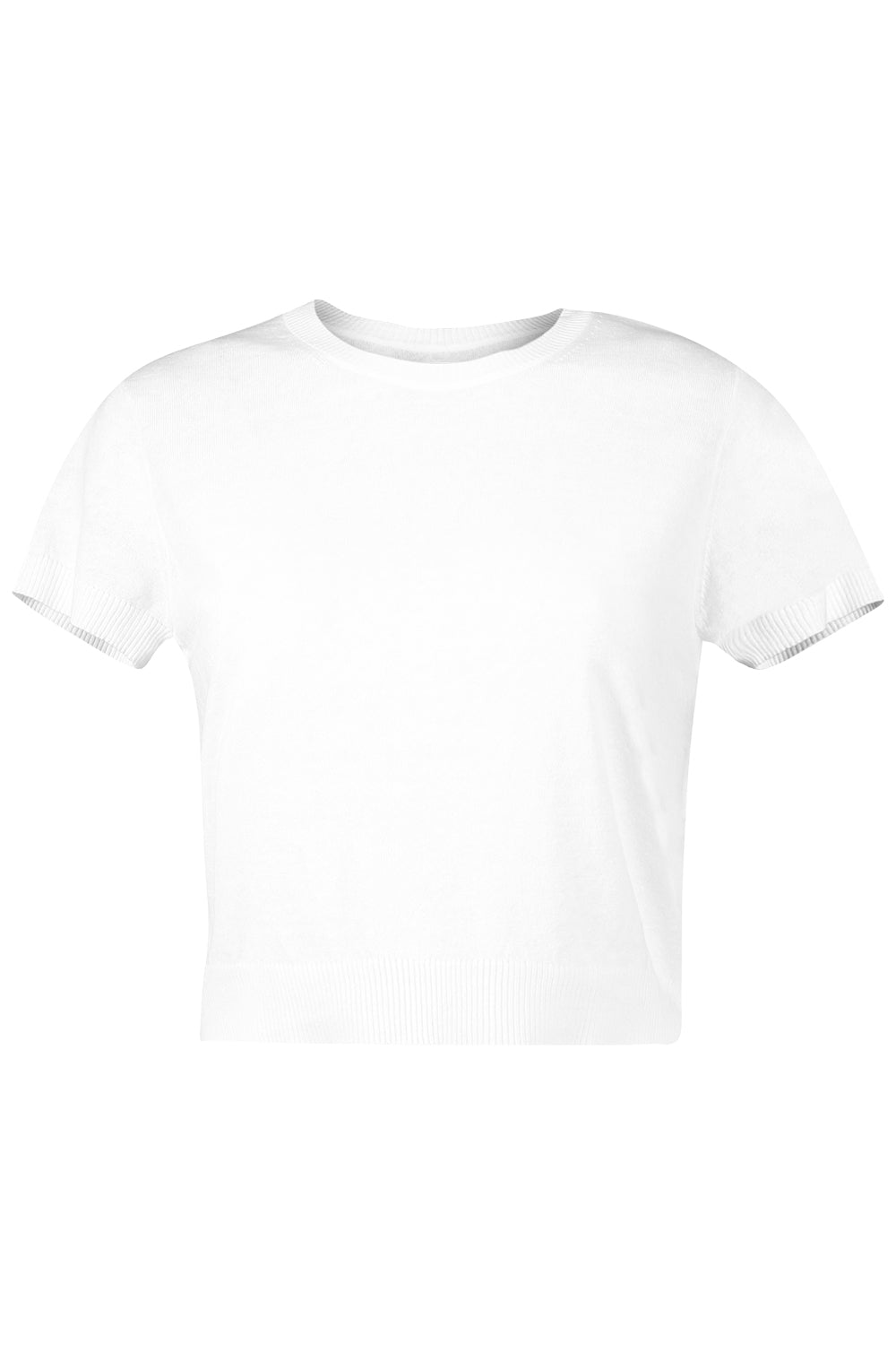 Short Sleeve Crop Crewneck Sweater-WHITE-XS-CLOTHINGTOPKNITS-LARS ANDERSSON