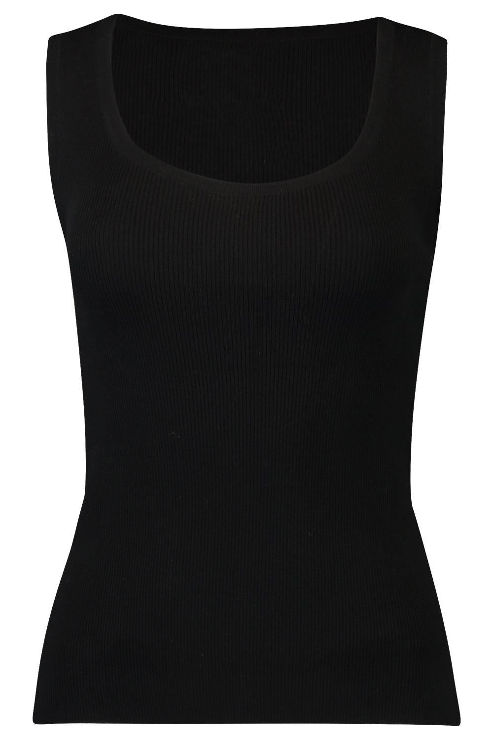 Scoopneck Crop Tank - Black-BLACK-XS-CLOTHINGTOPTANK-LARS ANDERSSON