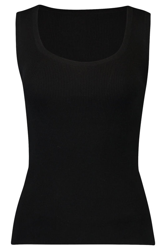 Scoopneck Crop Tank - Black-BLACK-XS-CLOTHINGTOPTANK-LARS ANDERSSON