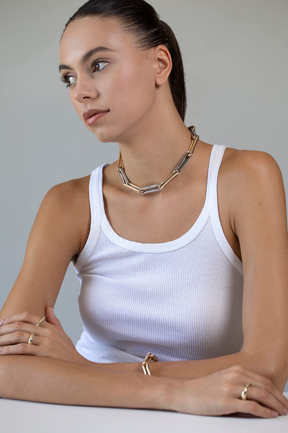LR3 - Extra Large Yellow and White Gold Necklace | LAUREN RUBINSKI