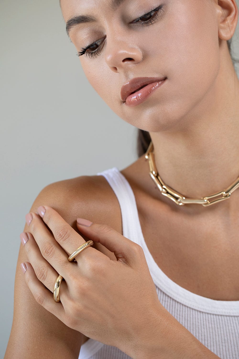 LAUREN RUBINSKI-LR19-R5 - White Diamond Ring-YELLOW GOLD