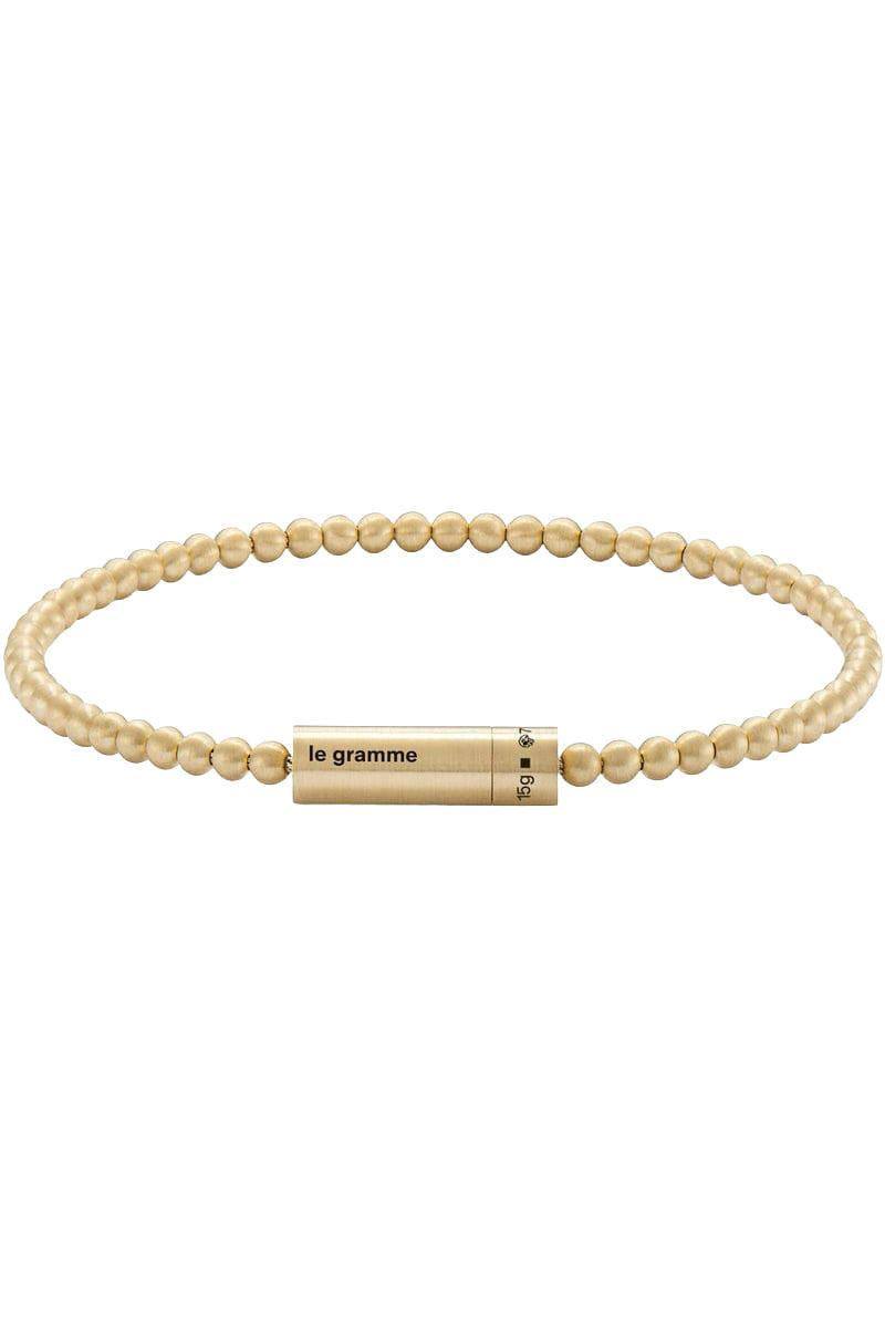 15g Brushed Yellow Gold Bead Bracelet-YELLOW GOLD-19-JEWELRYFINE JEWELMEN-LE GRAMME