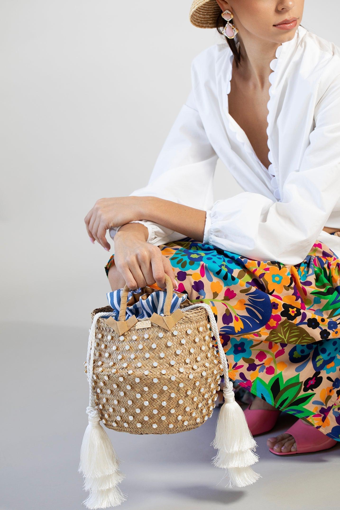 LE NINE-Carol Yacht White Opal Bag-NAT/MARN