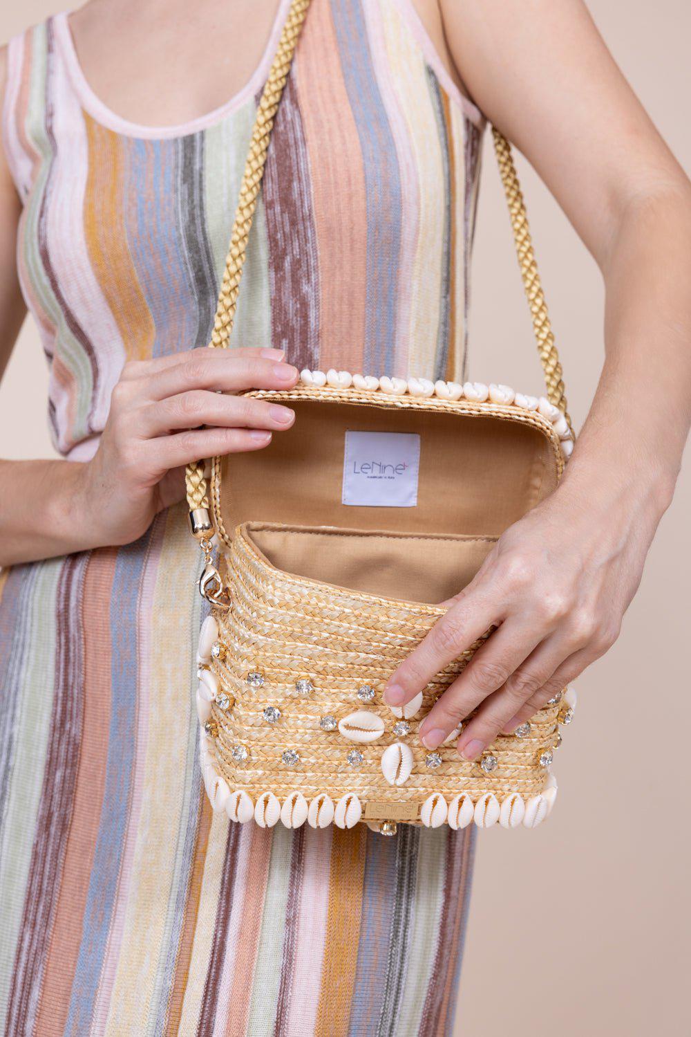 LE NINE-Flowery Crystal Box Bag-BISCOTTO