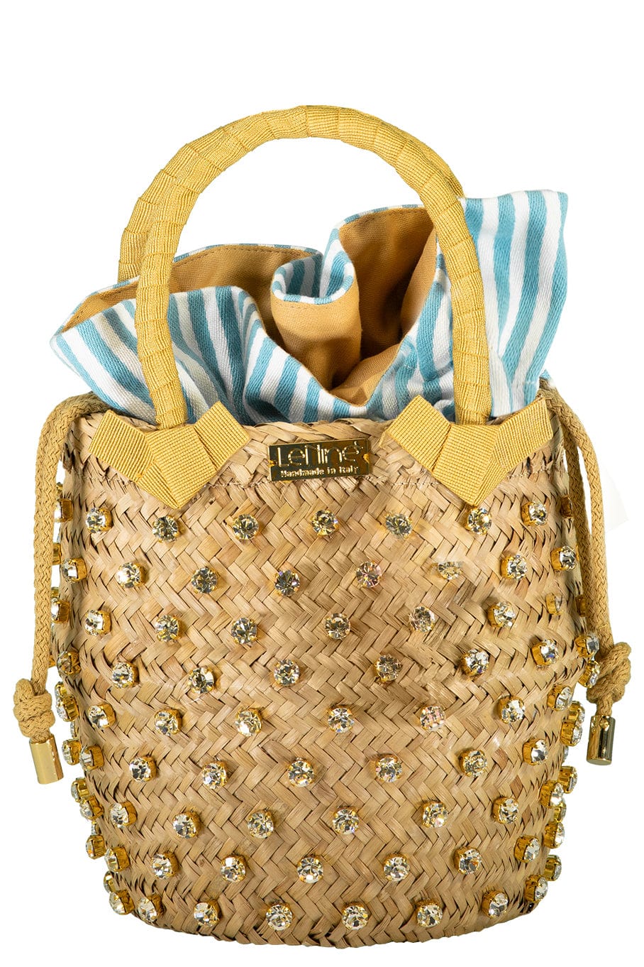 LE NINE-Nina Sorbet Small Bag - Biscotto Turquoise Stripe-BISC/TUR
