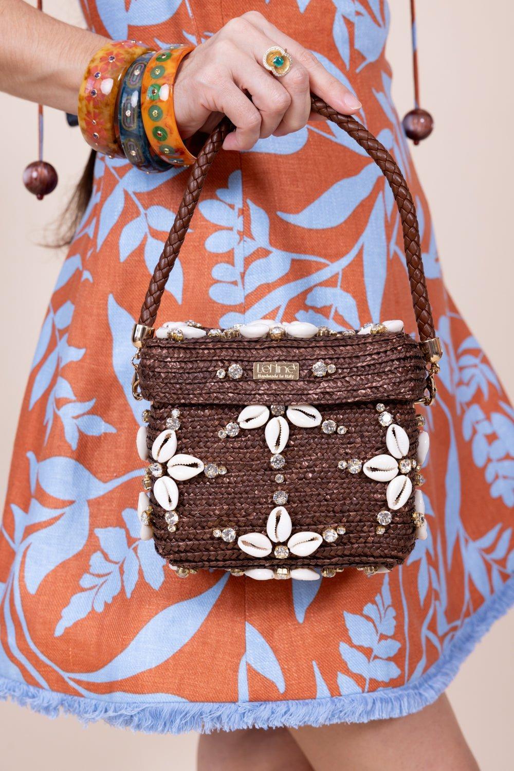 LE NINE-Bud Crystal Box Bag-BROWN