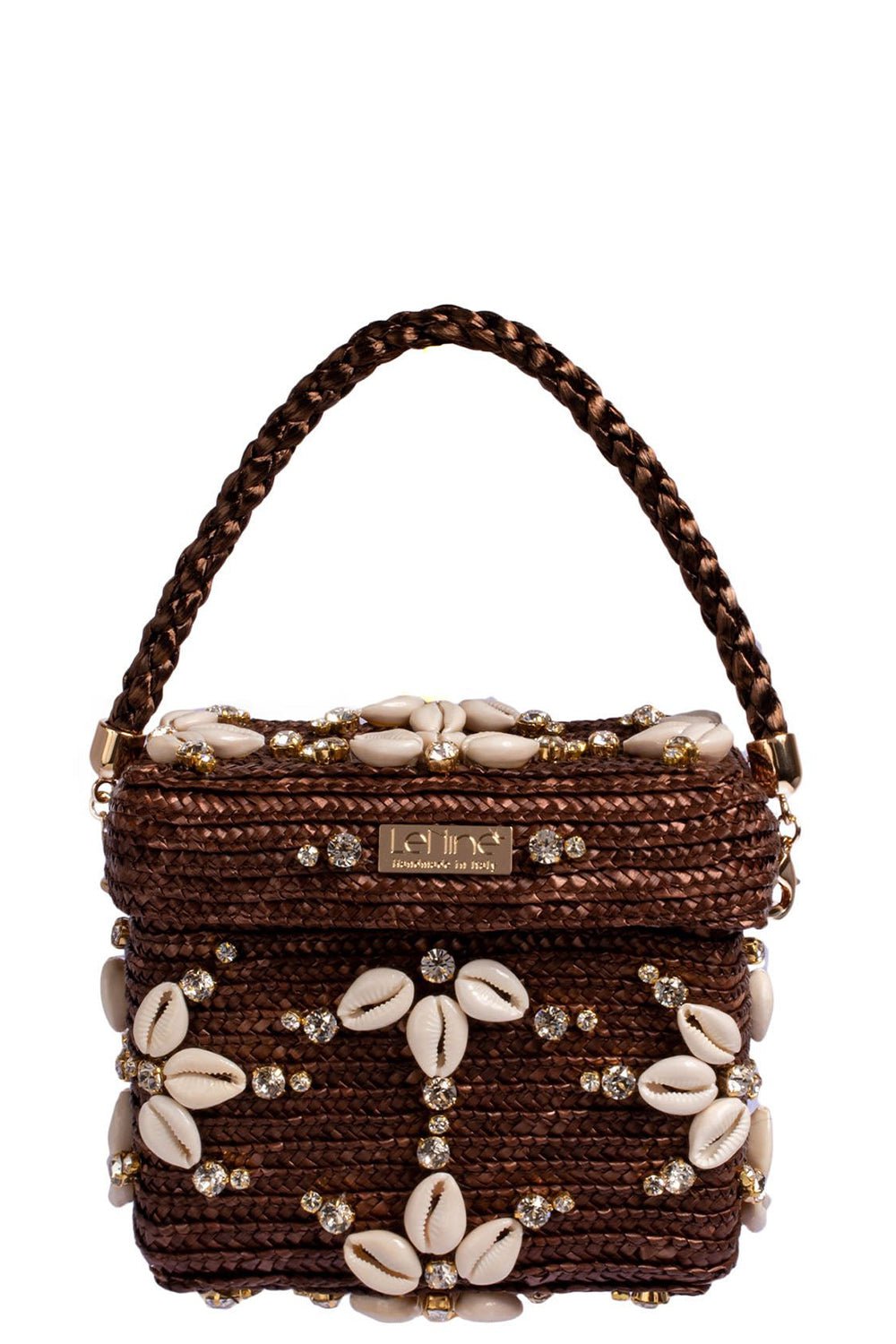 LE NINE-Bud Crystal Box Bag-BROWN