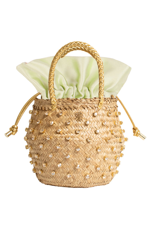 Nina Crystal Bag - Golden Mint-GREEN-HANDBAGTOP HANDLE-LE NINE