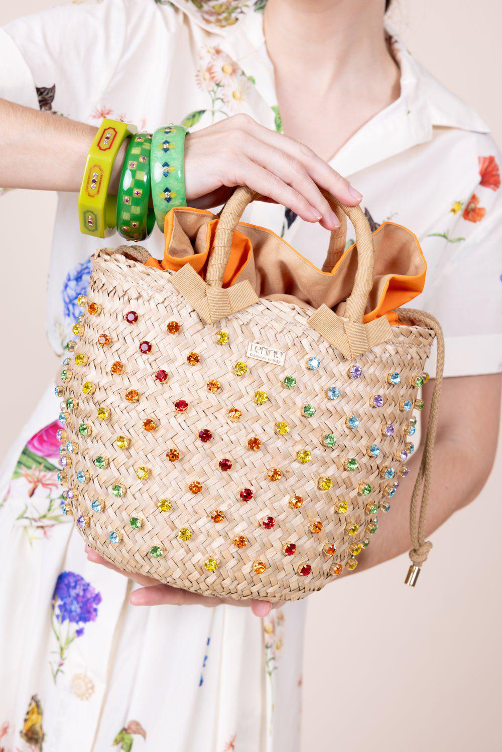 LE NINE-Large Nina Bag - Tangerine Rainbow-TANGERINE