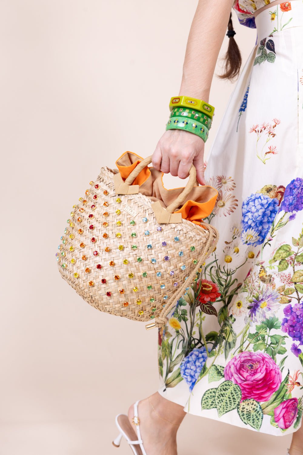 LE NINE-Large Nina Bag - Tangerine Rainbow-TANGERINE