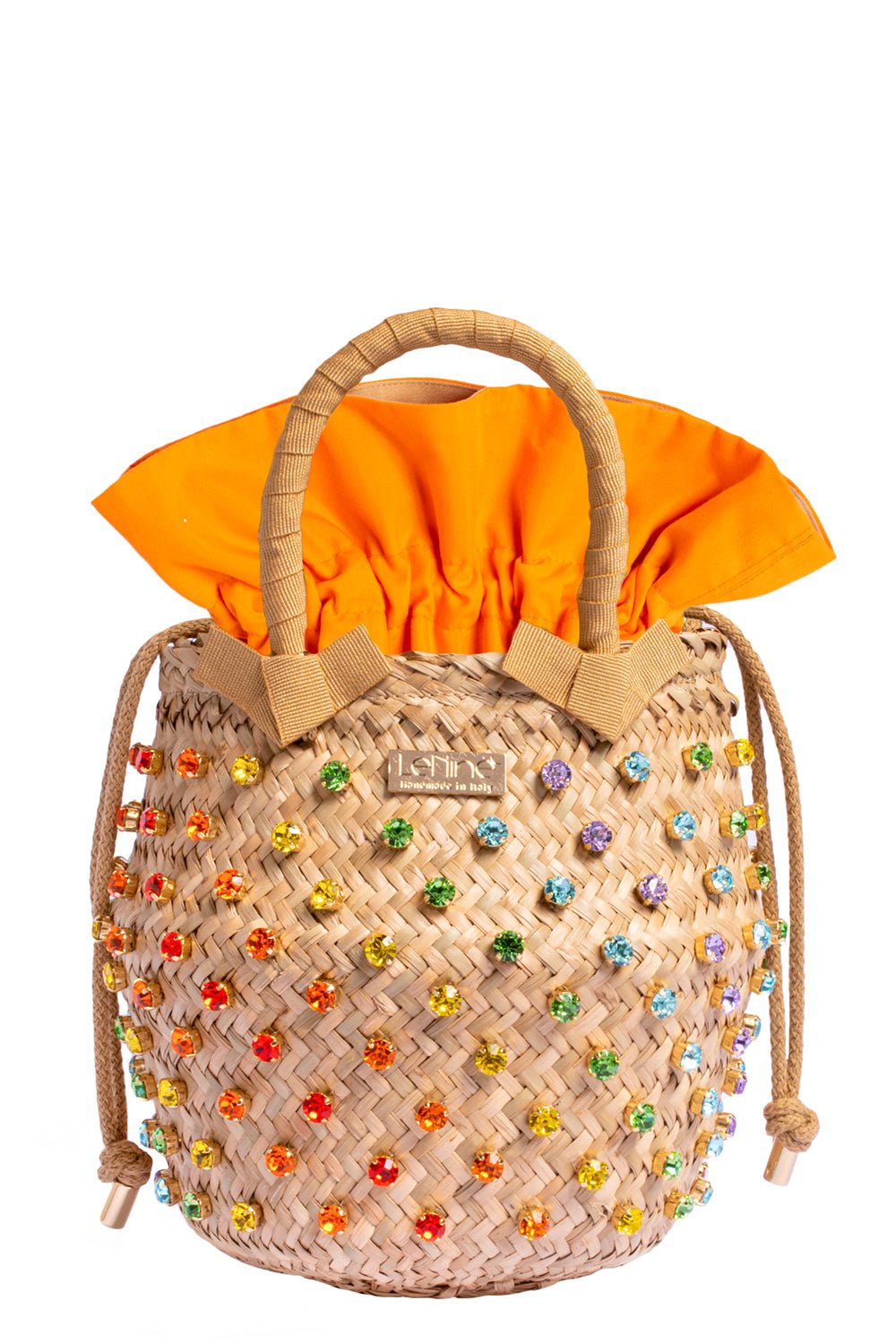 LE NINE-Large Nina Bag - Tangerine Rainbow-TANGERINE