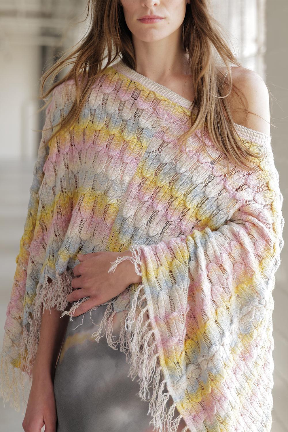 Femme Gaban Poncho-MULTI-O/S-CLOTHINGTOPPONCHO-LE SUPERBE