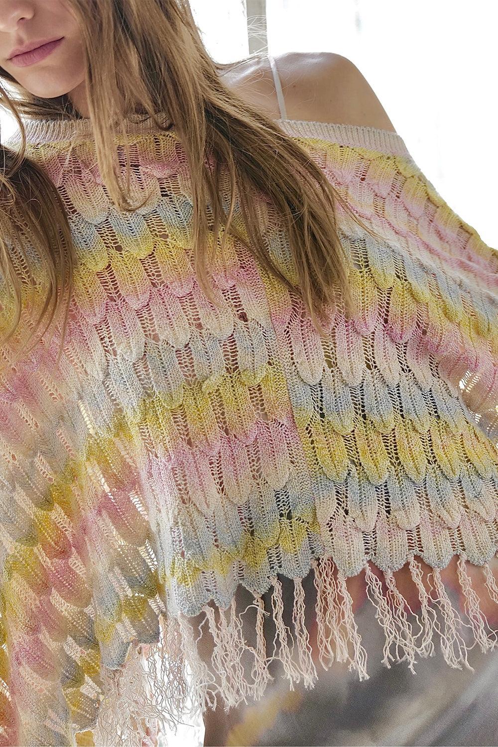 Femme Gaban Poncho-MULTI-O/S-CLOTHINGTOPPONCHO-LE SUPERBE