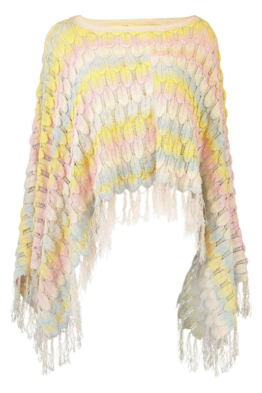 Femme Gaban Poncho-MULTI-O/S-CLOTHINGTOPPONCHO-LE SUPERBE