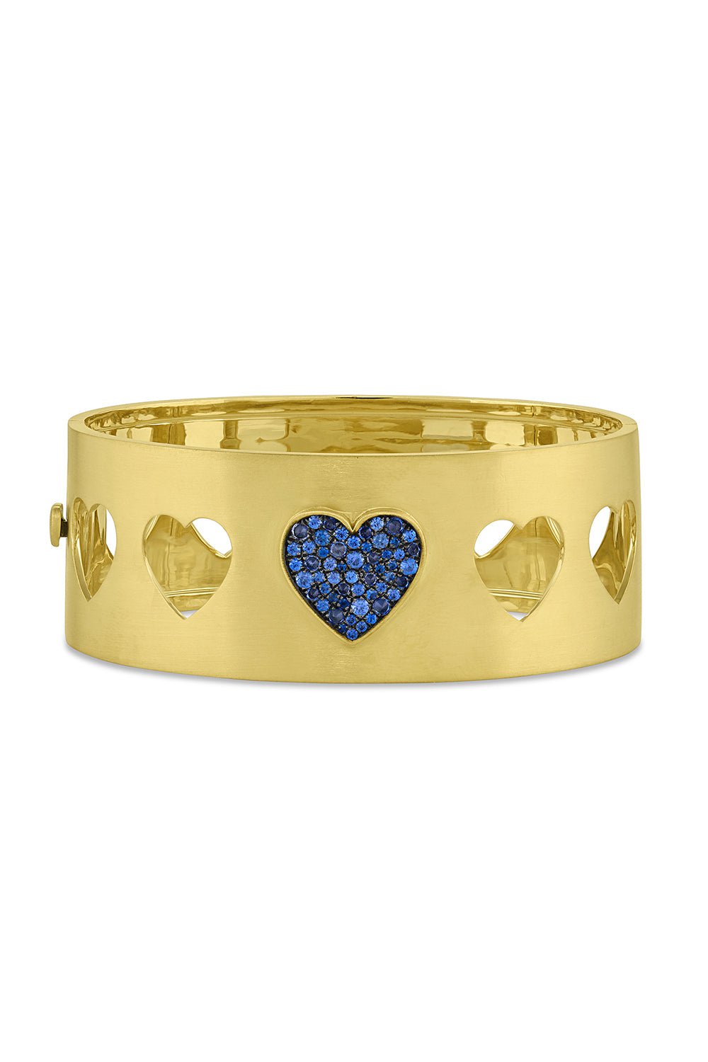 LEIGH MAXWELL-Blue Sapphire Hinged Heart Bracelet-YELLOW GOLD