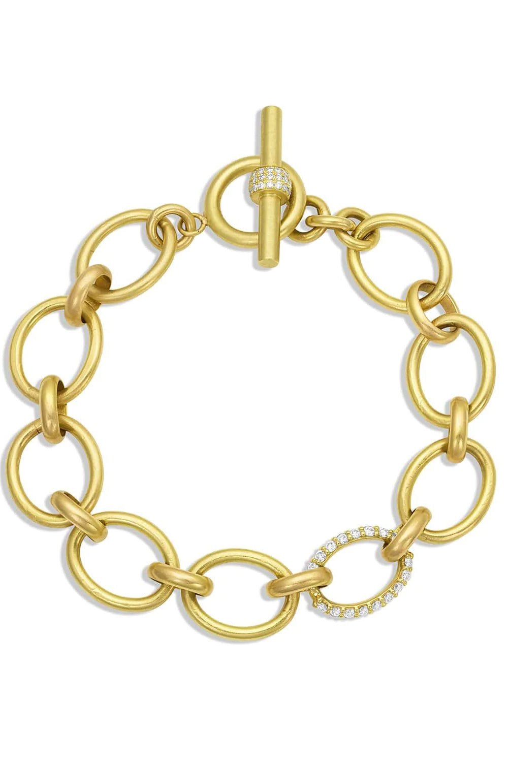 LEIGH MAXWELL-Large Diamond Link Bracelet-YELLOW GOLD