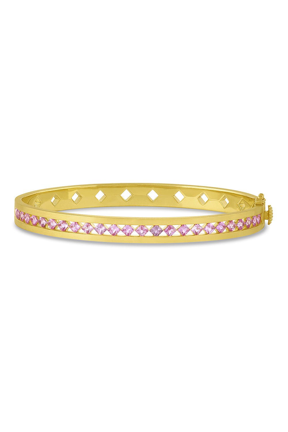 LEIGH MAXWELL-Pink Sapphire Ameerah Hinged Bracelet-YELLOW GOLD