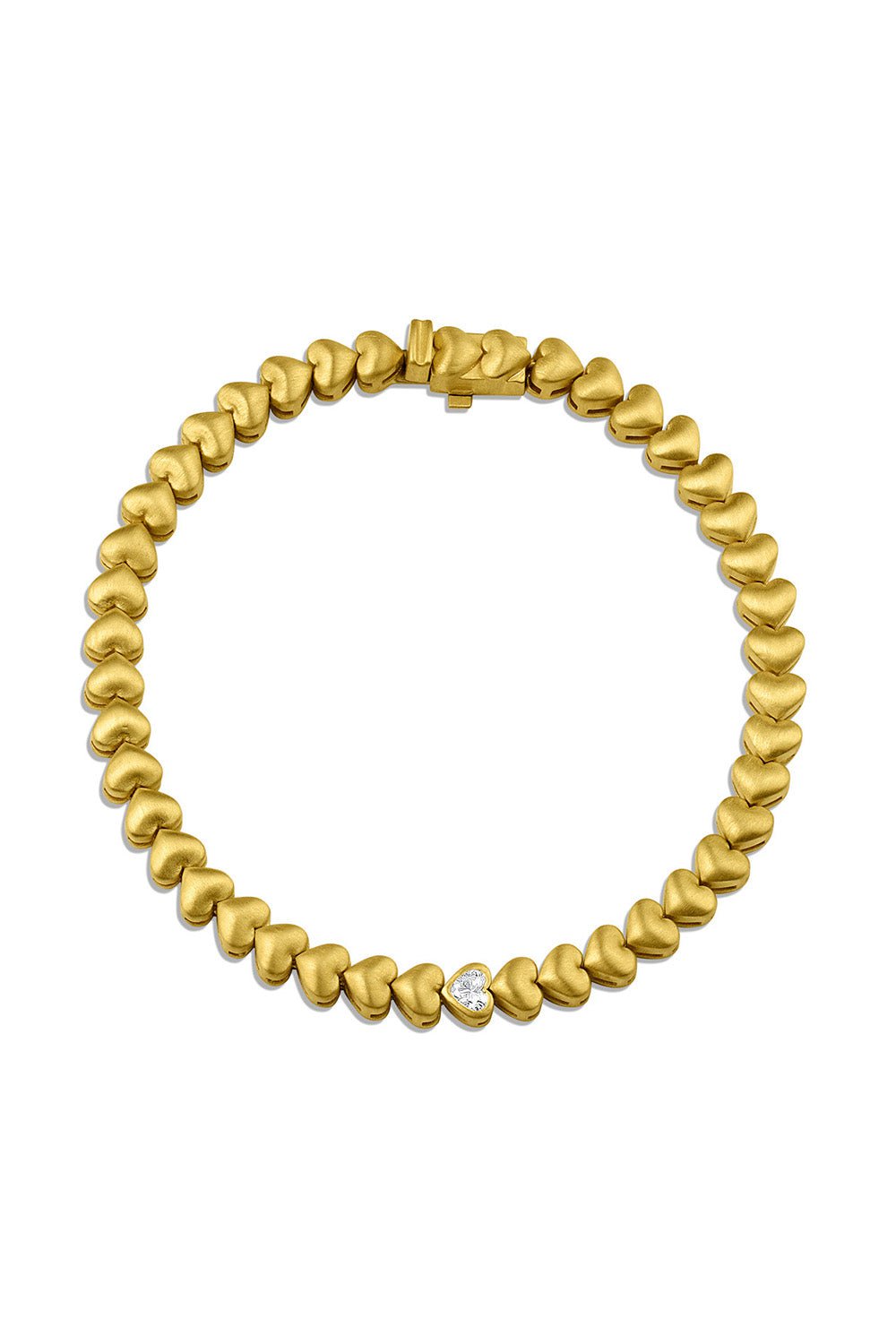LEIGH MAXWELL-Heart Tennis Bracelet-YELLOW GOLD
