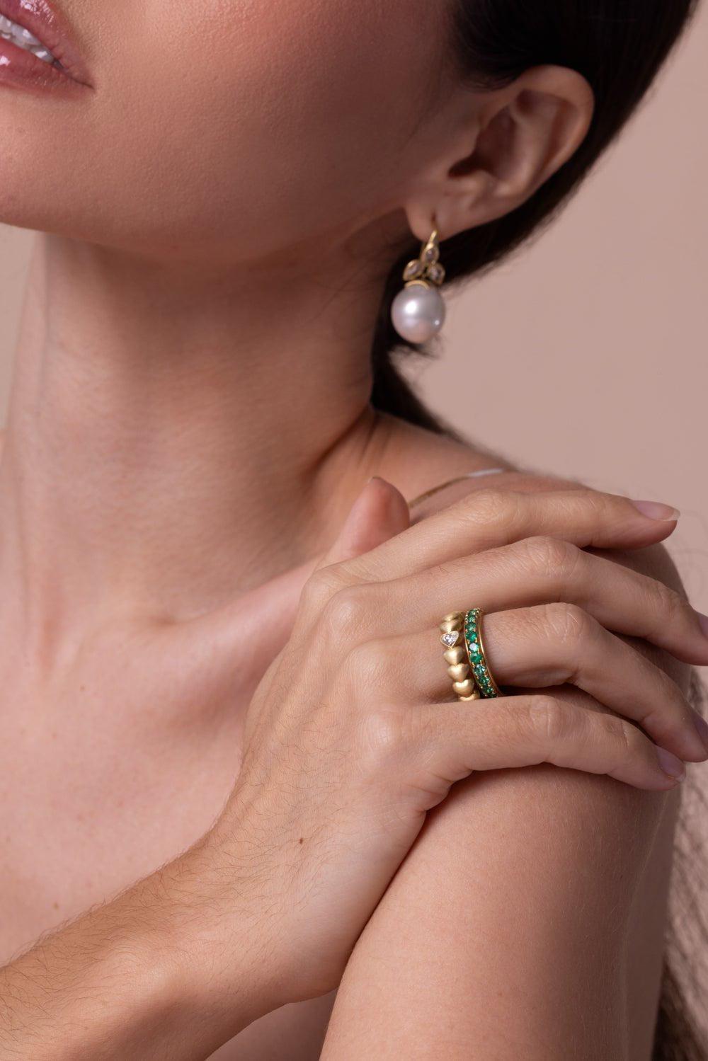 LEIGH MAXWELL-Heart Eternity Band-YELLOW GOLD
