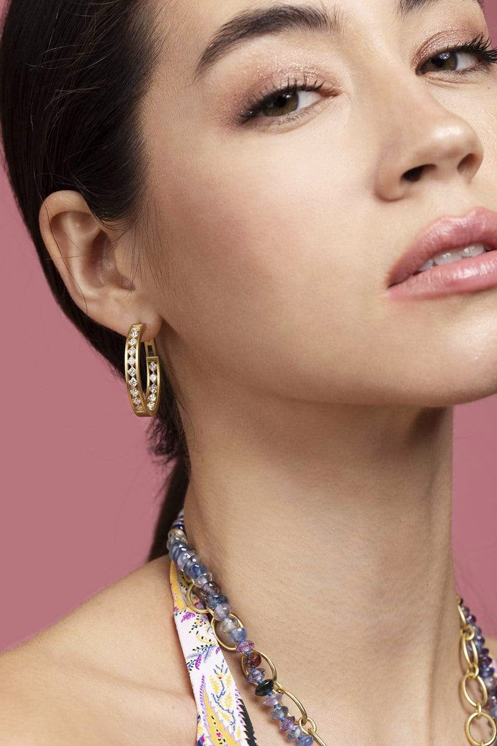 LEIGH MAXWELL-Ameerah Diamond Hoop Earrings-YELLOW GOLD