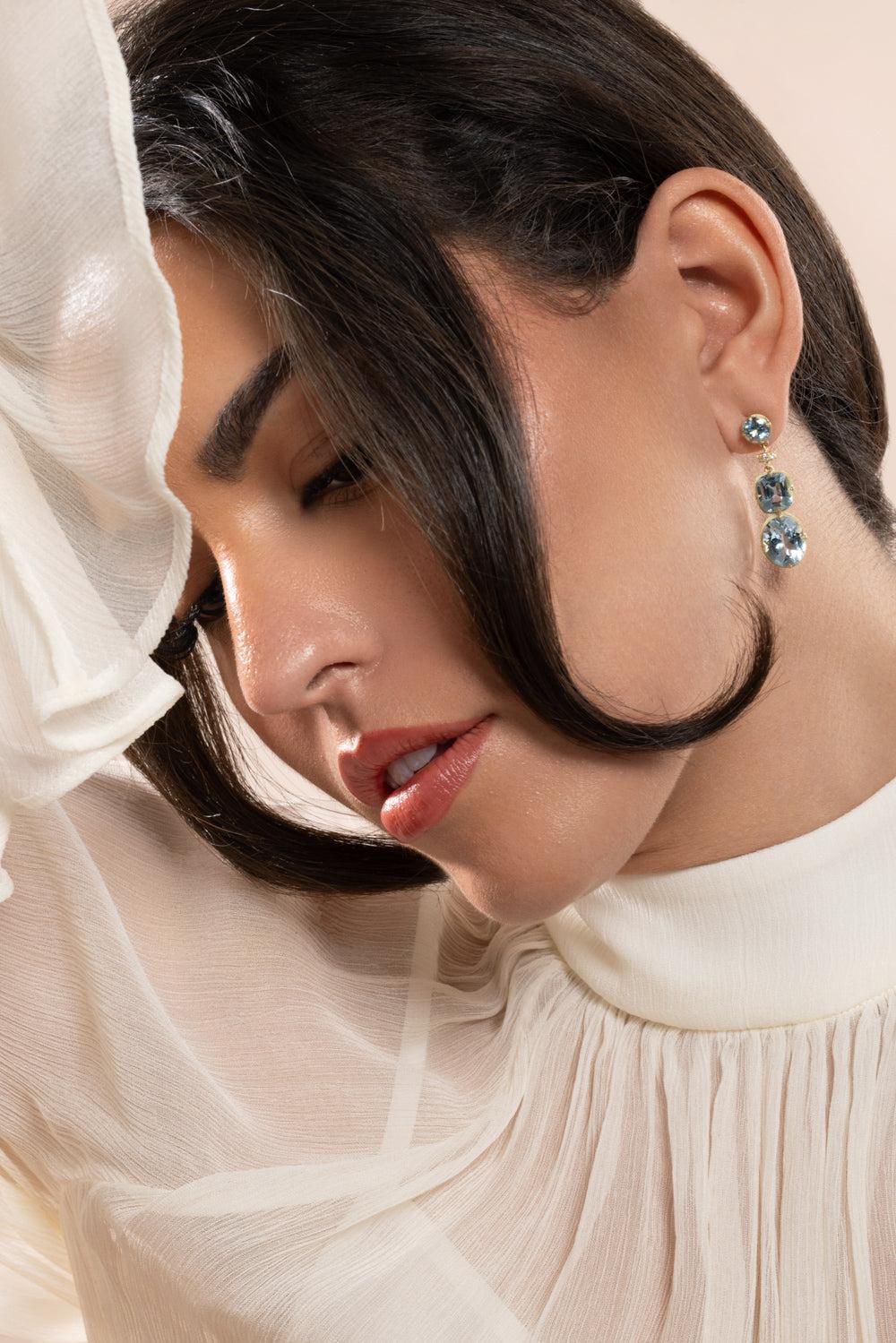 Aquamarine Diamond Gemmy Drop Earrings-YELLOW GOLD-JEWELRYFINE JEWELEARRING-LEIGH MAXWELL