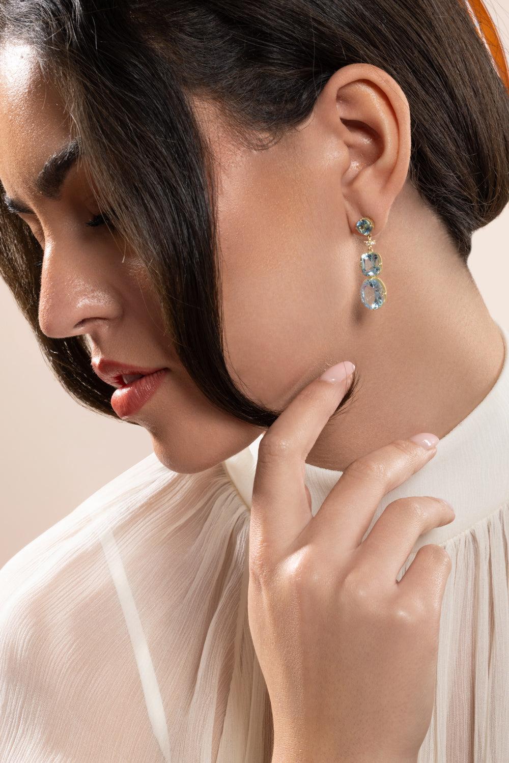 Aquamarine Diamond Gemmy Drop Earrings-YELLOW GOLD-JEWELRYFINE JEWELEARRING-LEIGH MAXWELL