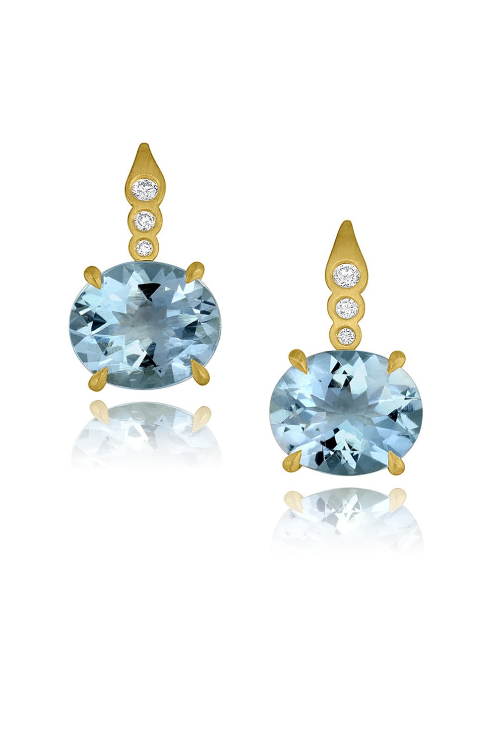 LEIGH MAXWELL-Aquamarine Gemmy Gem Drop Earrings-YELLOW GOLD