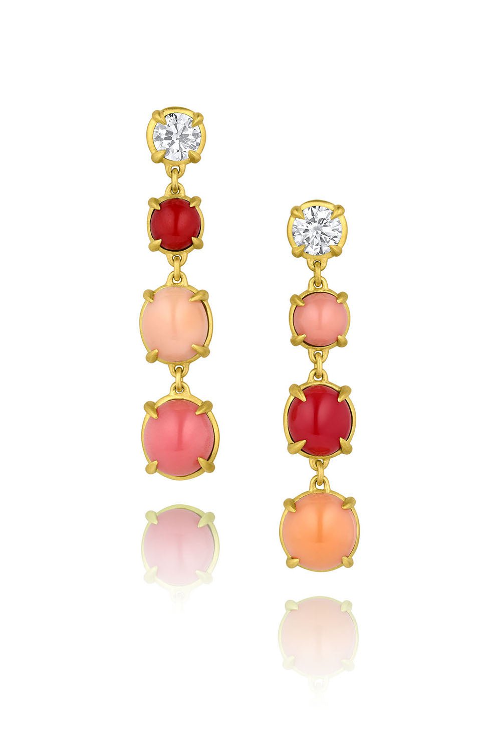 LEIGH MAXWELL-Diamond Triple Conch Pearl Earrings-YELLOW GOLD