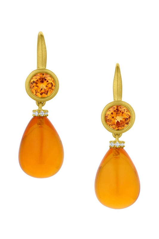 Fire Opal Drop Earrings-YELLOW GOLD-JEWELRYFINE JEWELEARRING-LEIGH MAXWELL