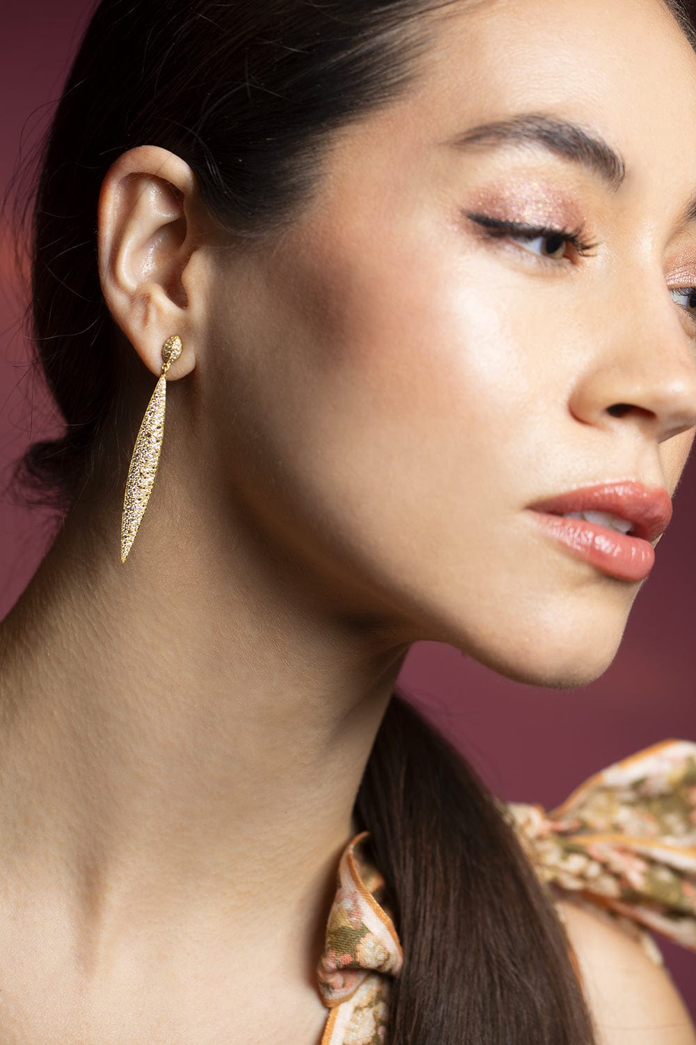 LEIGH MAXWELL-Marquis Multi Set Pave Earrings-YELLOW GOLD