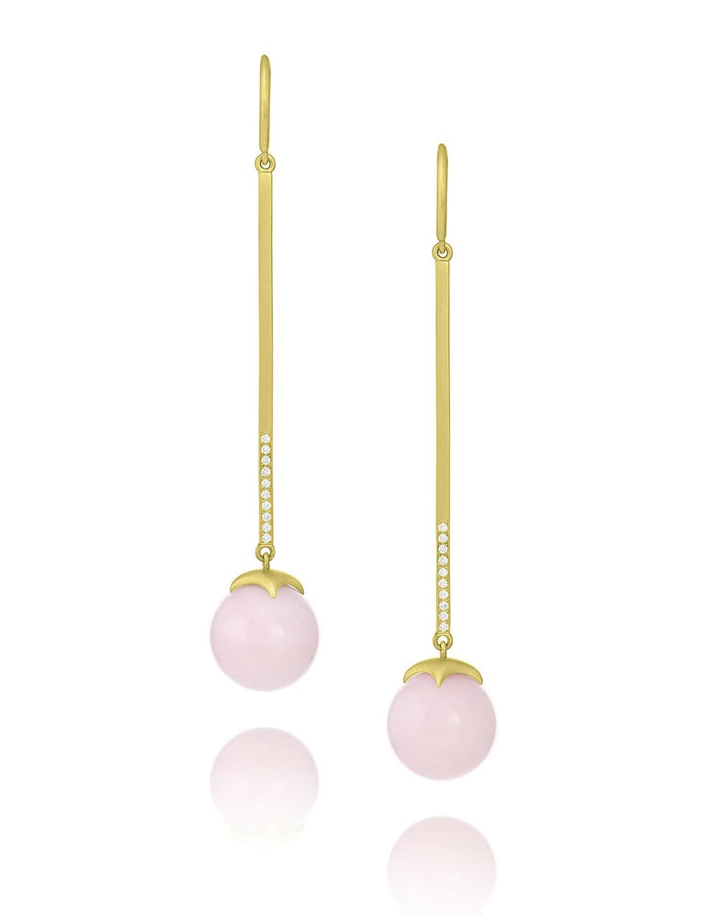 LEIGH MAXWELL-Pink Opal Bahari Bar Earrings-YELLOW GOLD