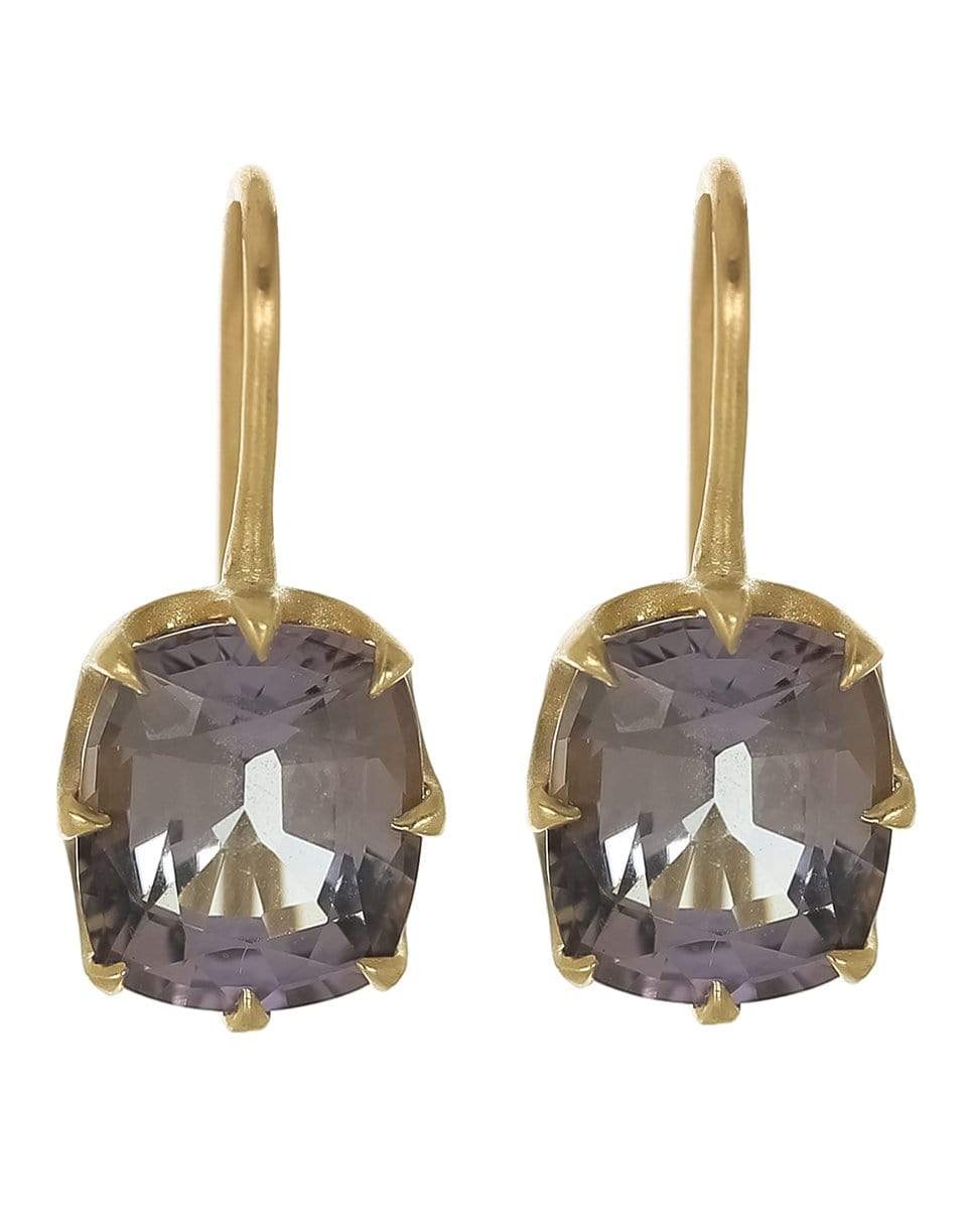 LEIGH MAXWELL-Tanzanite and Diamond Crown Earrings-YELLOW GOLD