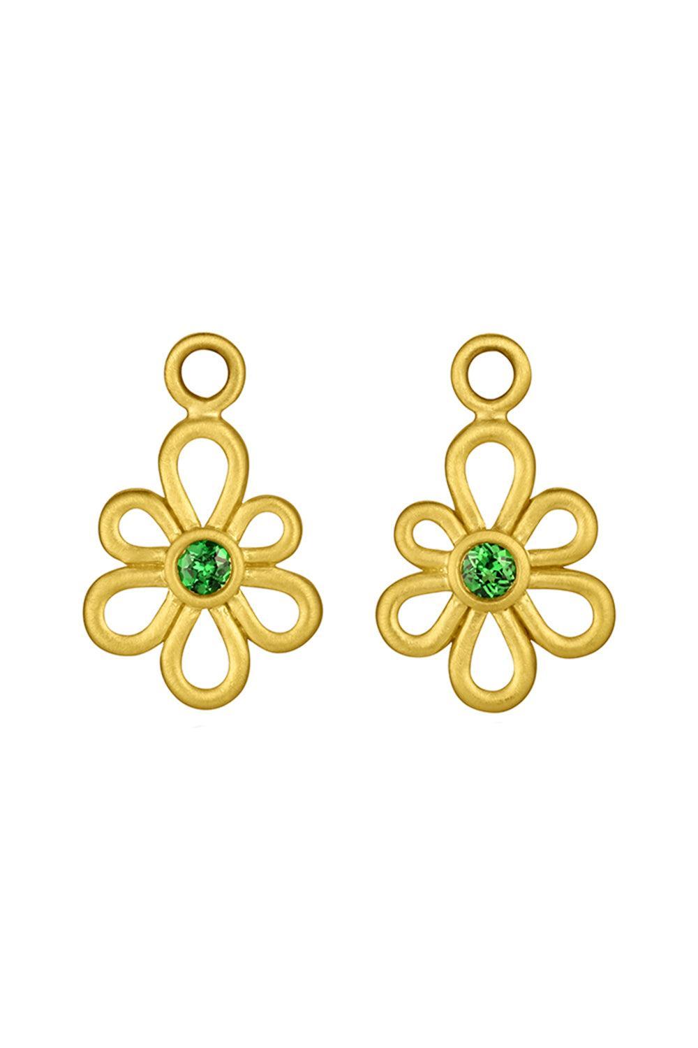 Tsavorite Garnet Flora Earring Charms-YELLOW GOLD-JEWELRYFINE JEWELEARRING-LEIGH MAXWELL