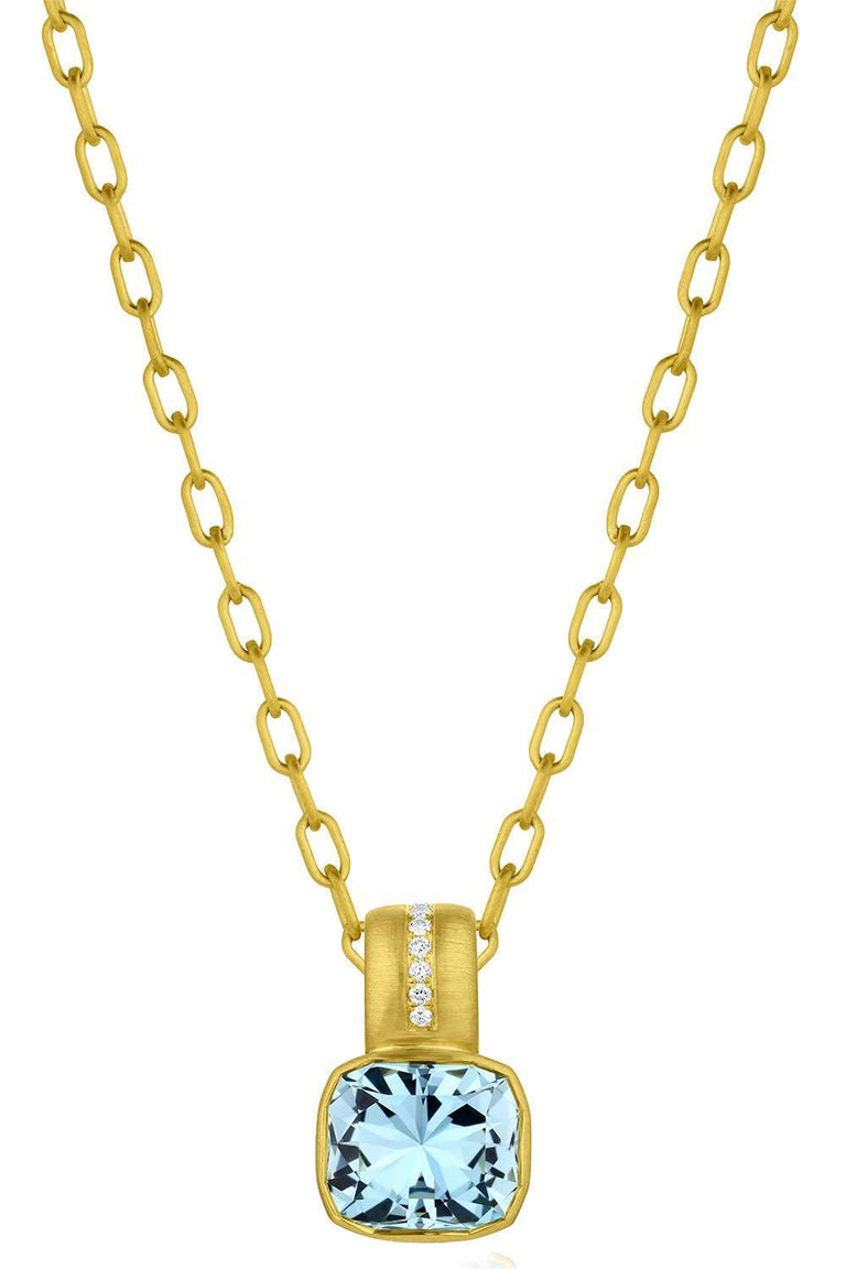 Aquamarine Amani Bezel Set Necklace