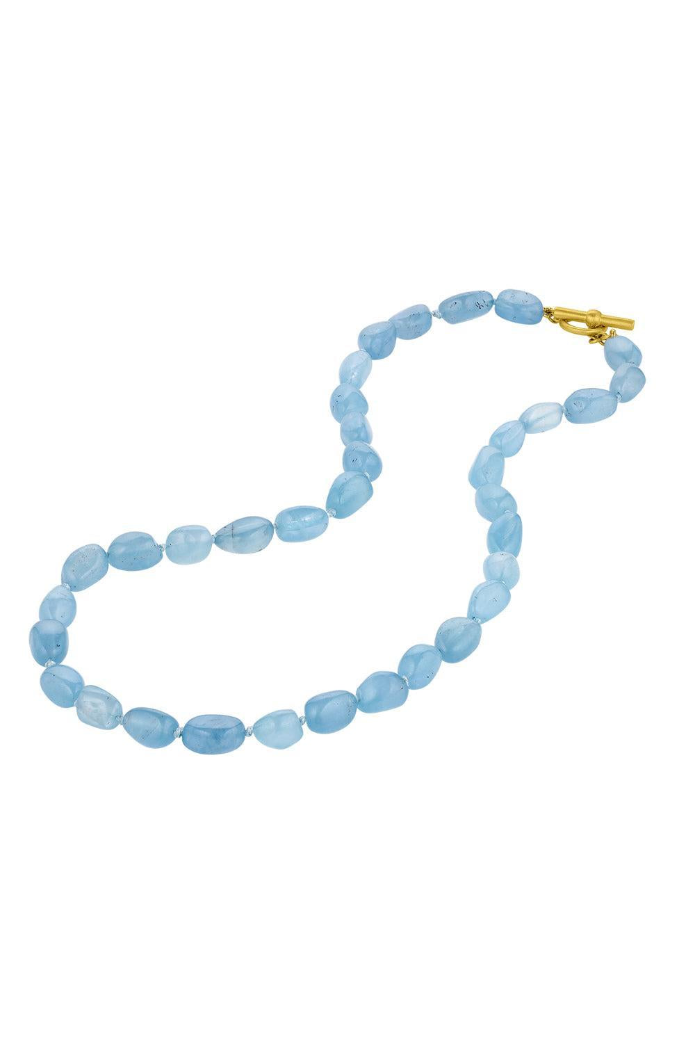 Aquamarine Pebble Beaded Necklace-YELLOW GOLD-18-JEWELRYFINE JEWELNECKLACE O-LEIGH MAXWELL