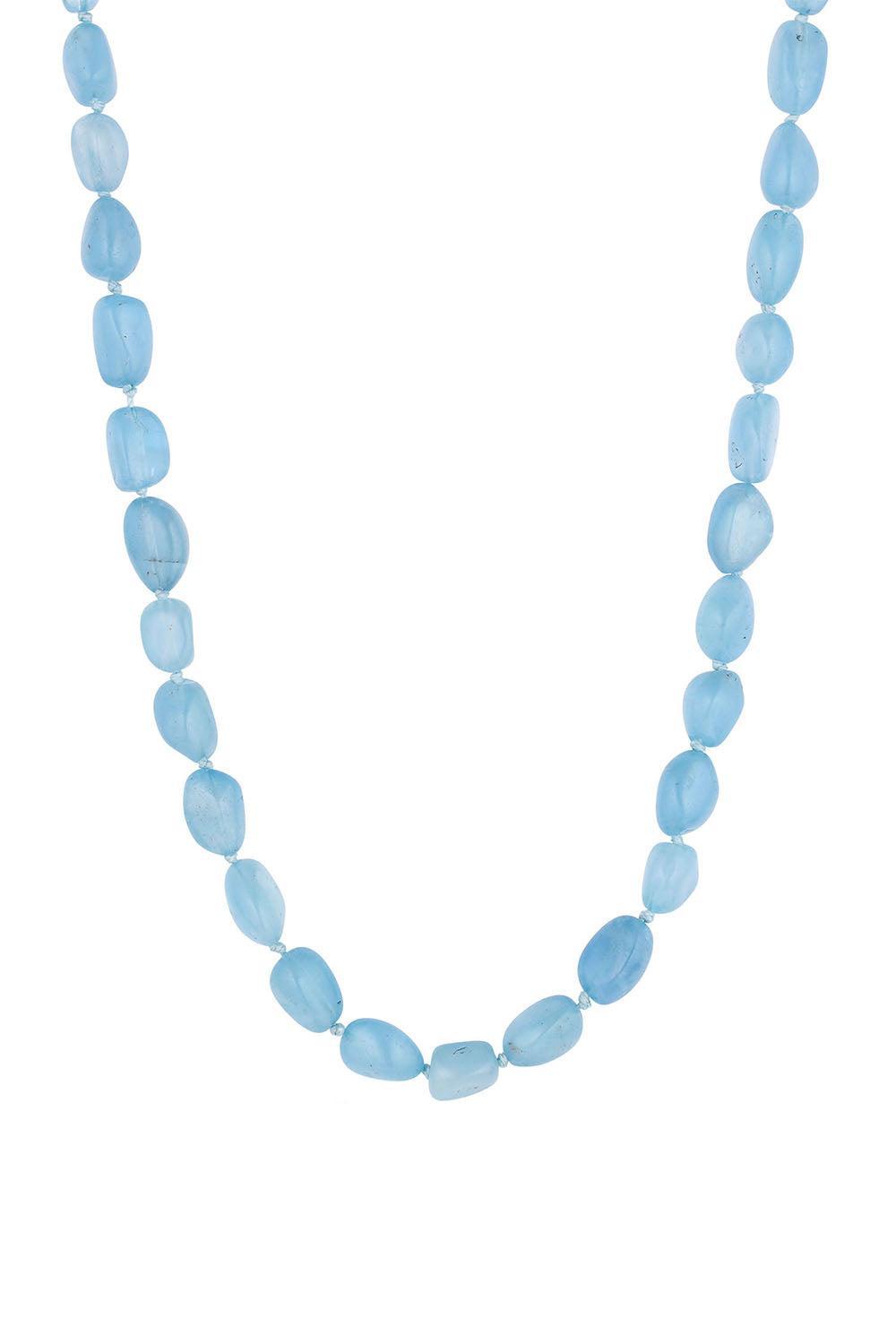Aquamarine Pebble Beaded Necklace-YELLOW GOLD-18-JEWELRYFINE JEWELNECKLACE O-LEIGH MAXWELL