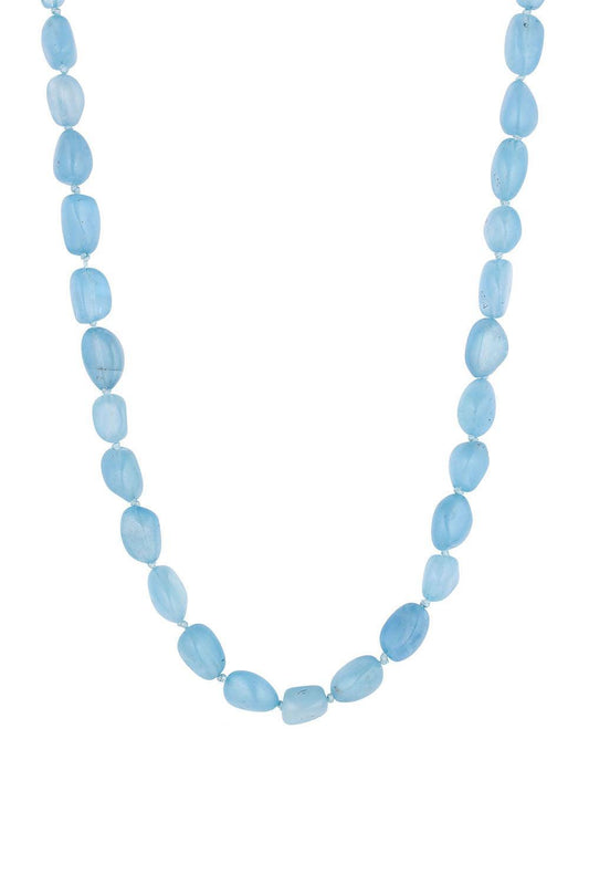 Aquamarine Pebble Beaded Necklace-YELLOW GOLD-18-JEWELRYFINE JEWELNECKLACE O-LEIGH MAXWELL