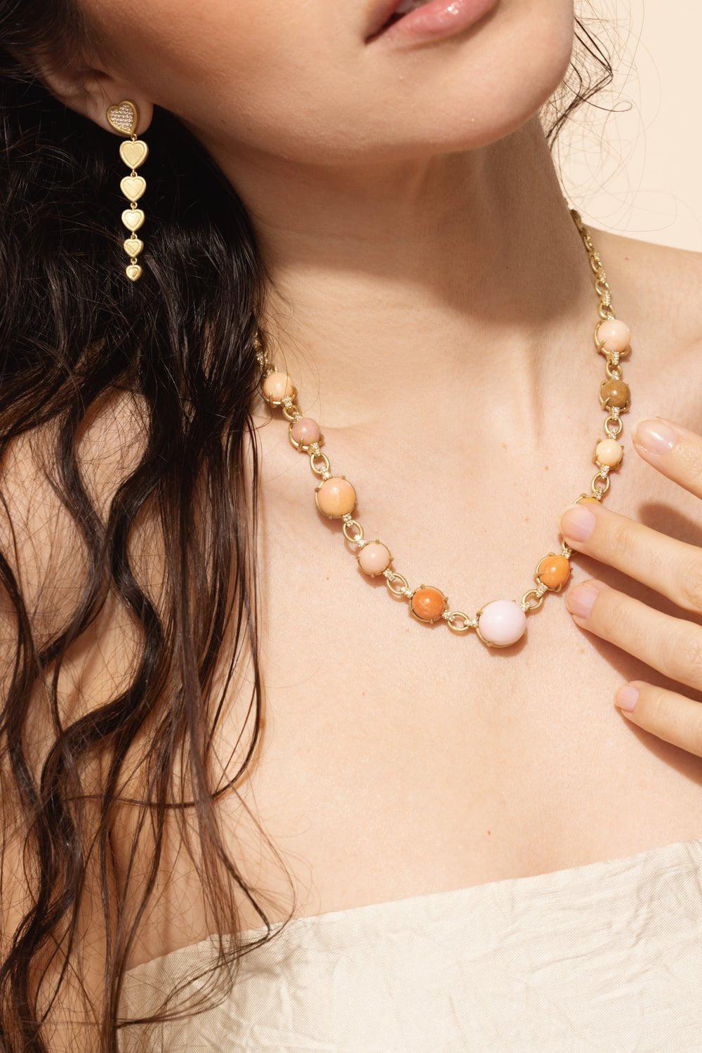 LEIGH MAXWELL-Diamond Chain Conch Pearl Necklace-YELLOW GOLD