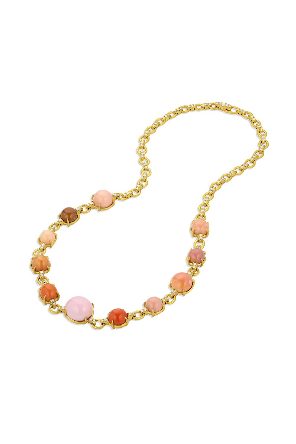 LEIGH MAXWELL-Diamond Chain Conch Pearl Necklace-YELLOW GOLD