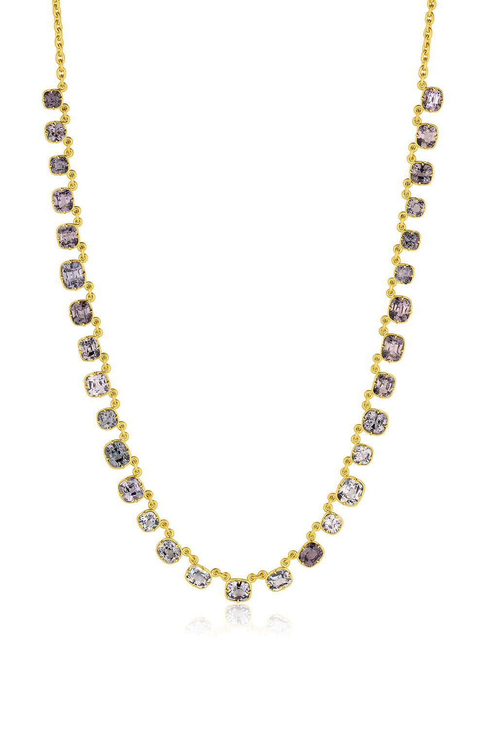 LEIGH MAXWELL-Grey Spinel Gemmy Riviere Necklace-YELLOW GOLD
